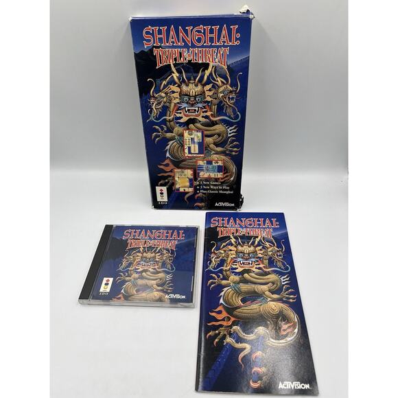 Shanghai Triple Threat 3DO Video Game Long Box Complete CIB